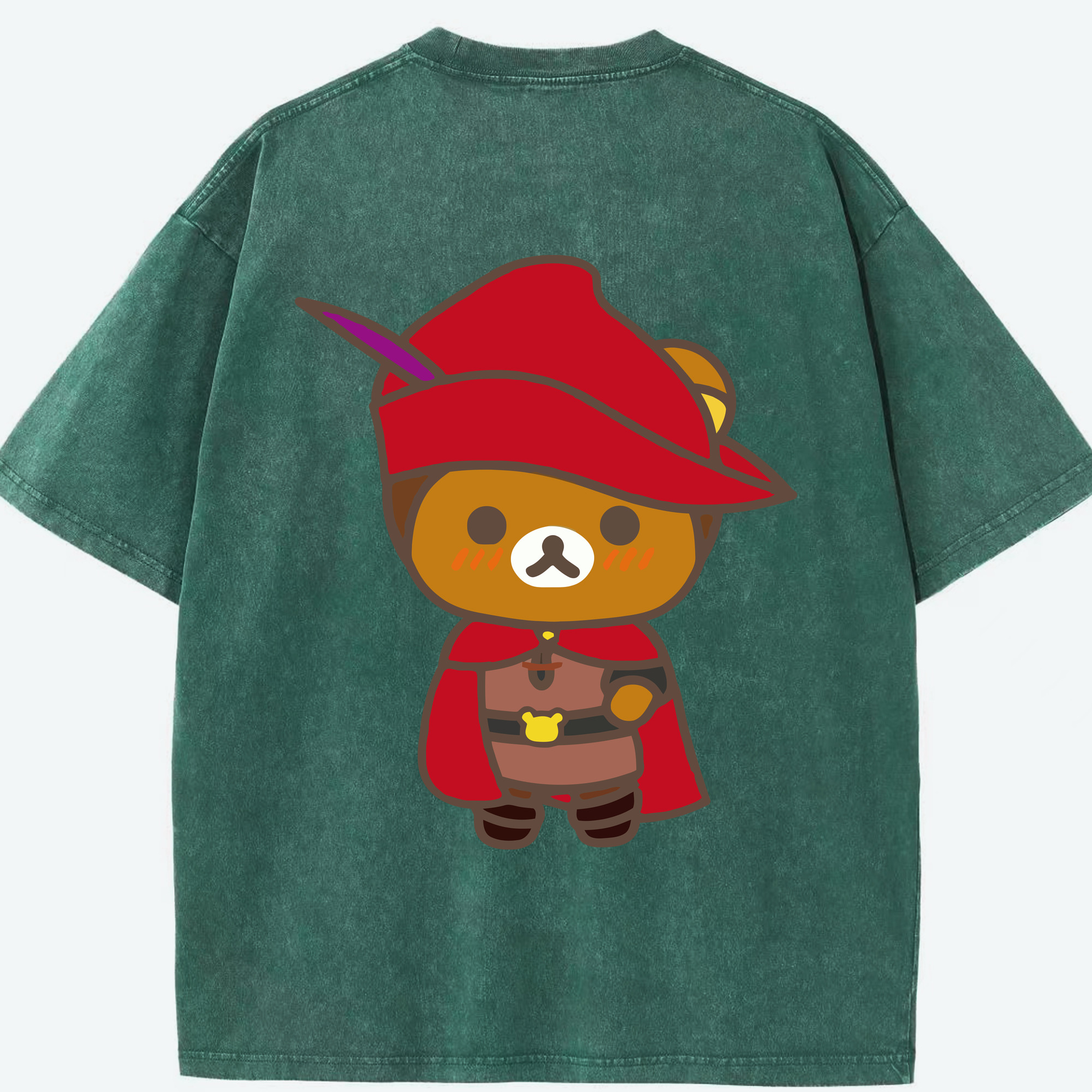 （画像用） リラックマ リラックマ キイロイトリ Rilakkuma Korilakkuma Kiiroitori 綿100% ヴィンテージ風 半袖Tシャツ（背面プリント）
